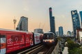 Bangkok, Thailand - March 8, 2017: The Bangkok Mass Transit System, BTS or Skytrain, Silom line, driving through the city center