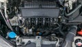 Closeup of engine in Honda New Jazz 2017 V-tec model.