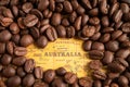 Bangkok, Thailand March 14, 2023 Coffee bean on Australia map, import export trade online commerce concept