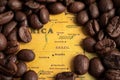 Bangkok, Thailand March 14, 2023 Coffee bean on Brazil map, import export trade online commerce concept