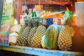 Bangkok, Thailand - March 2, 2017: Fresh pineapple, watermelon a