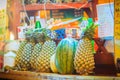 Bangkok, Thailand - March 2, 2017: Fresh pineapple, watermelon a