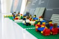 Lego business are meeting at office . teamwork are planning and working . close up on mini object .