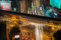 Long exposure shot of intersection with motion blur light trails from the fast moving busy Royalty Free Stock Photo