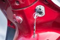 Bangkok, Thailand- March 01, 2021 : Motorbike key in its ignition keyhole at Bangkok, Thailand Royalty Free Stock Photo