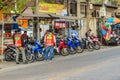 Bangkok, Thailand - March 3, 2017: Motorbike taxi waiting for th