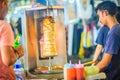 Bangkok, Thailand - March 2, 2017: Street vendor is selling gri Royalty Free Stock Photo