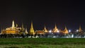 Bangkok Thailand , March 10 , 2021 : The Temple of the Emerald Buddha and The Grand Palace with beautiful lights at night is an Royalty Free Stock Photo