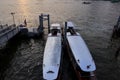 BANGKOK, THAILAND - March 5, 2020 : View of The Chao Phraya Express Boat is sailing to dock at Tha Maharaj Pier