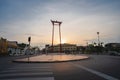 Bangkok, Thailand-May 2, 2021 : Beautiful red giant swing is at the center of Bangkok, and Wat Suthat that a famous place in