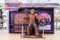 life-size Groot and Rocket Raccoo statue figure model of a movie called Guardians of the Galaxy Vol. 3 displays at the cinema
