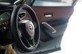 Bangkok, Thailand - MAY 22, 2022 : Close up of the steering wheel of the Toyota brand is controlling when driving in Corolla CROSS