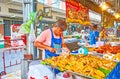 The pork ears and roasted offal in Talad Saphan Phut market, Bangkok, Thailand