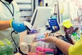 Bangkok, Thailand - May 5, 2020 : Customers shop in supermarket using True mobile wallet