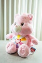 Bangkok, Thailand - May 4, 2024 : Cute a pink Care Bears. Teddy bear dolls Care Bears
