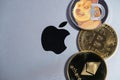 BANGKOK THAILAND - May 27 : Dogecoin DOGE with all group Cryptocurrency coin bitcoin btc, Ethereum ETH on logo Apple Silver color