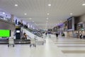 BANGKOK, THAILAND - May 22, 2023: Empty carousel with empty screens at Don Mueang International Airport\'s Baggage Claim Hal