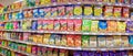 BANGKOK THAILAND - MAY 26: Foodland supermarket fully stocks various imported and domestic brands of potato chips in Victoria`s