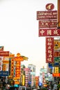 The image of Yaowarat Road, the main artery of Bangkok`s Chinatown, during the day time