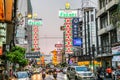 The image of Yaowarat Road, the main artery of Bangkok`s Chinatown