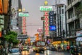 The image of Yaowarat Road, the main artery of Bangkok`s Chinatown, during the day time