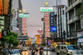 The image of Yaowarat Road, the main artery of Bangkok Chinatown, during the day time, Bangkok