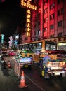 The image of Yaowarat Road, the main artery of Bangkok Chinatown, during the night time