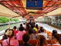 BANGKOK, THAILAND - MAY 1, 2018: Many people go to work or travel by boat. The boat is one of public transportation in Thailand.