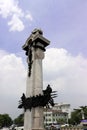 The marble pillars are decorated with Bronze Viking boat motif at Phan Fa Lilat Bridge, meaning Bridge of Who Passes The Sky