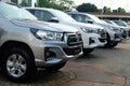 Bangkok, Thailand - May 13, 2018 :Row of New Pickup Trucks For Sale, Toyota Hilux Revo 2018 Royalty Free Stock Photo