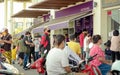 BANGKOK, THAILAND - MAY 02: Siam Commercial Bank customers queue outside the bank during Covid-19 pandemic on May 02, 2020 in