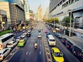 Bangkok, Thailand, May 19, 2023 Traffic jam on the road in Bangkok. Top view of a wide street with multi-lane traffic Royalty Free Stock Photo