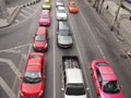 Traffic nears gridlock on a city centre road during evening rush hour