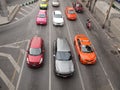 Traffic nears gridlock on a city centre road during evening rush hour