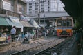 Bangkok/Thailand - 9 May 2019:Unacquainted Thai people or tourist in Talat Phlu Train Station Market.Talat Phlu Market is the Old