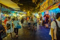 Unacquainted Thailand people or tourist walking in `Loi Krathong ` Festival of Wat Saket Temple.Bangkok city Thailand