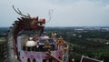 Bangkok,Thailand-May 10,2019: Unique and beautiful building built like a dragon curled around a tower. The most unusual