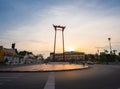 Bangkok, Thailand-May 2, 2021 : View of Giant Swing or Sao Chingcha with blue sky, famous place in Bangkok, Thailand