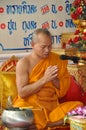 Bangkok, Thailand: Monk at Prayer Royalty Free Stock Photo