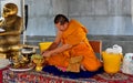 Bangkok, Thailand: Monk at Wat Tramit Royalty Free Stock Photo