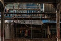 Front view of the balcony on which clothes are dried of the old building