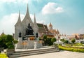 Bangkok, Thailand, November 18, 2019 - King Rama 1 Phra Phutthayotfa Chulalok Rattanakosin statue at Loha Prasat Pagoda