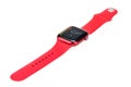 New Apple Watch serie 7, product red edition, isolate on white background Royalty Free Stock Photo