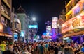 Bangkok, Thailand - Nov 19 2017 : Unidentified tourists with drinking traveling in pub and bar on Khao San