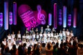 BANGKOK, THAILAND - NOVEMBER 10: Unidentified kids and parents on stage after the first round of YAMAHA THAILAND MUSIC FESTIVAL 2