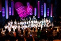 BANGKOK, THAILAND - NOVEMBER 10: Unidentified kids and parents on stage after the first round of YAMAHA THAILAND MUSIC FESTIVAL 2