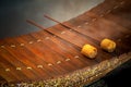 Ancient Thai vibraphone with a Pair of Mallets Royalty Free Stock Photo