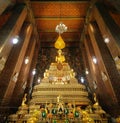 BANGKOK, THAILAND - NOVEMBER 03, 2018 : A beautiful Buddha sculpture situated inside Wat Phra Chetuphon main hall