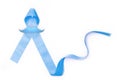 Blue color ribbon symbol illustrated designed with moustache sign on white background for raising awareness on men`s health