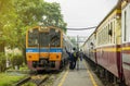 Rapid train diesel railcar at station.